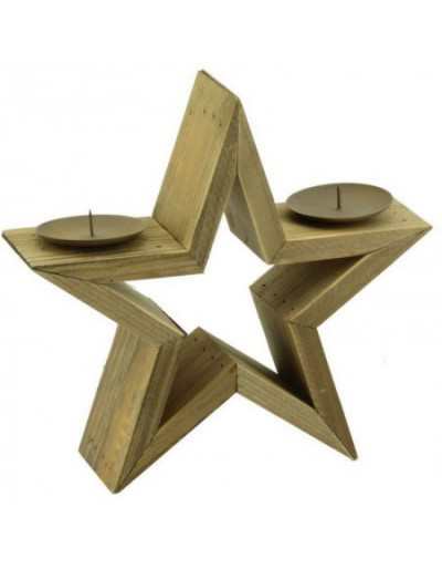 Star Wood Candle Holder 2...