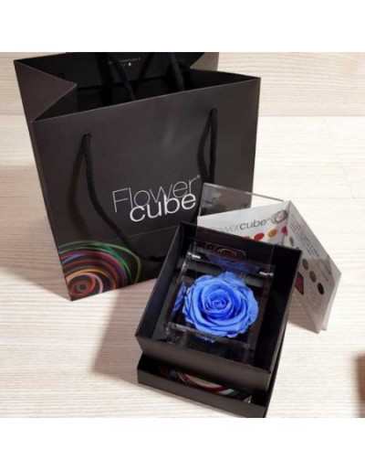 Mini Flowercube 4,5 x 4,5 Blaue parfümierte stabilisierte Rose