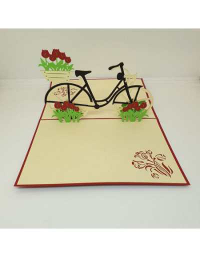 Cartão comemorativo de bicicleta de origamo