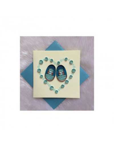 Zapatos de bebé Origamo Quilling Tarjetas de felicitación