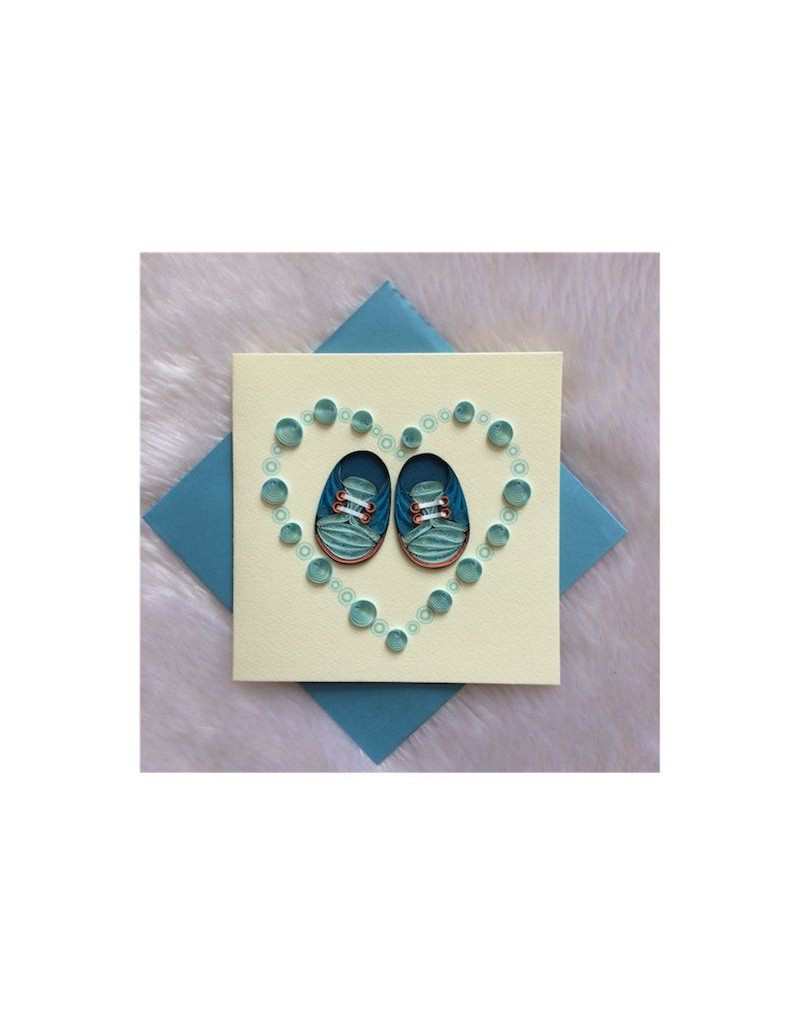 Biglietto di Auguri Origamo Quilling Scarpine Bimbo