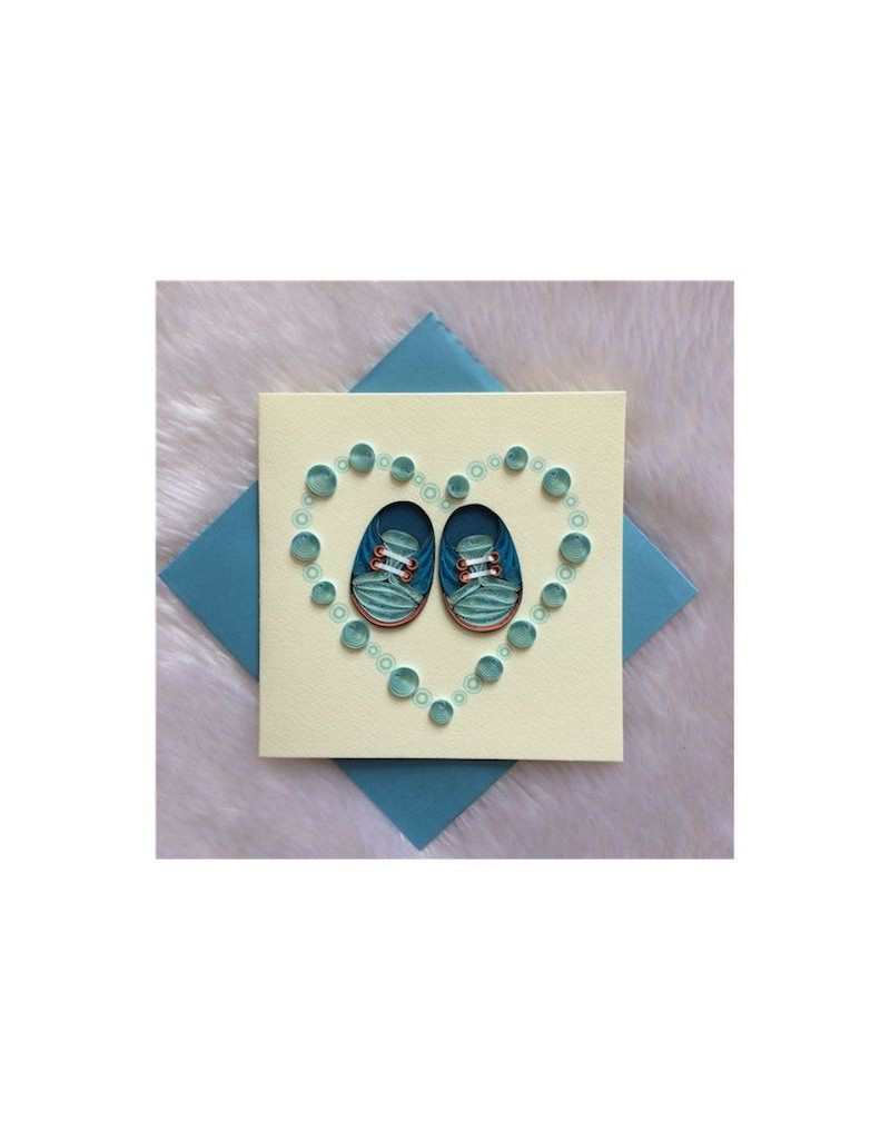 Origamo Quilling Baby Shoes Carte de vœux