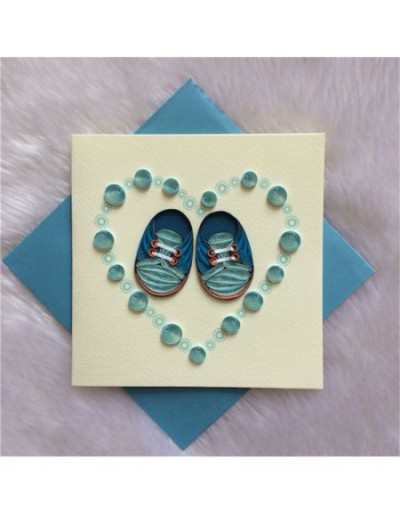 Origamo Quilling Baby Shoes Greeting Card