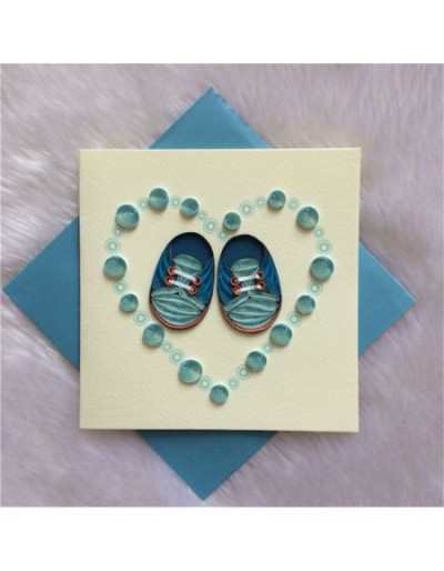 Biglietto di Auguri Origamo Quilling Scarpine Bimbo