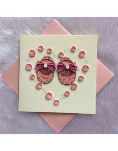 Origamo Quilling Baby Shoes Greeting Card