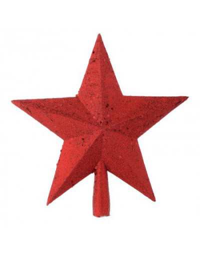Puntale Albero Natale Stella Glitter Rosso