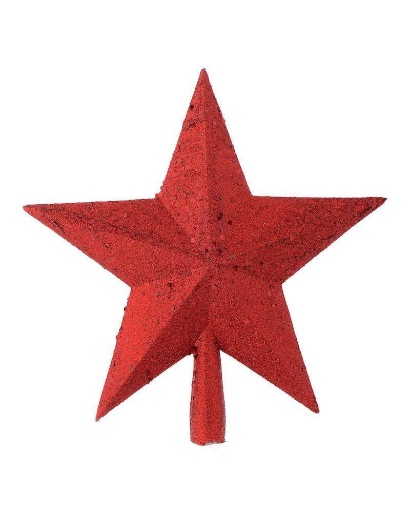Puntale Albero Natale Stella Glitter Rosso Puntale Albero Natale Stella Glitter Rosso