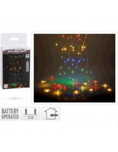 80 luzes de natal multicoloridas microled em cascata operadas por bateria