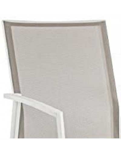 Chaise empilable en aluminium avec accoudoirs Cruise Blanc / Taupe