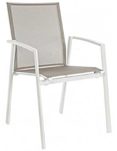 Aluminium stapelbare stoel met armleuningen Cruise Wit / Taupe
