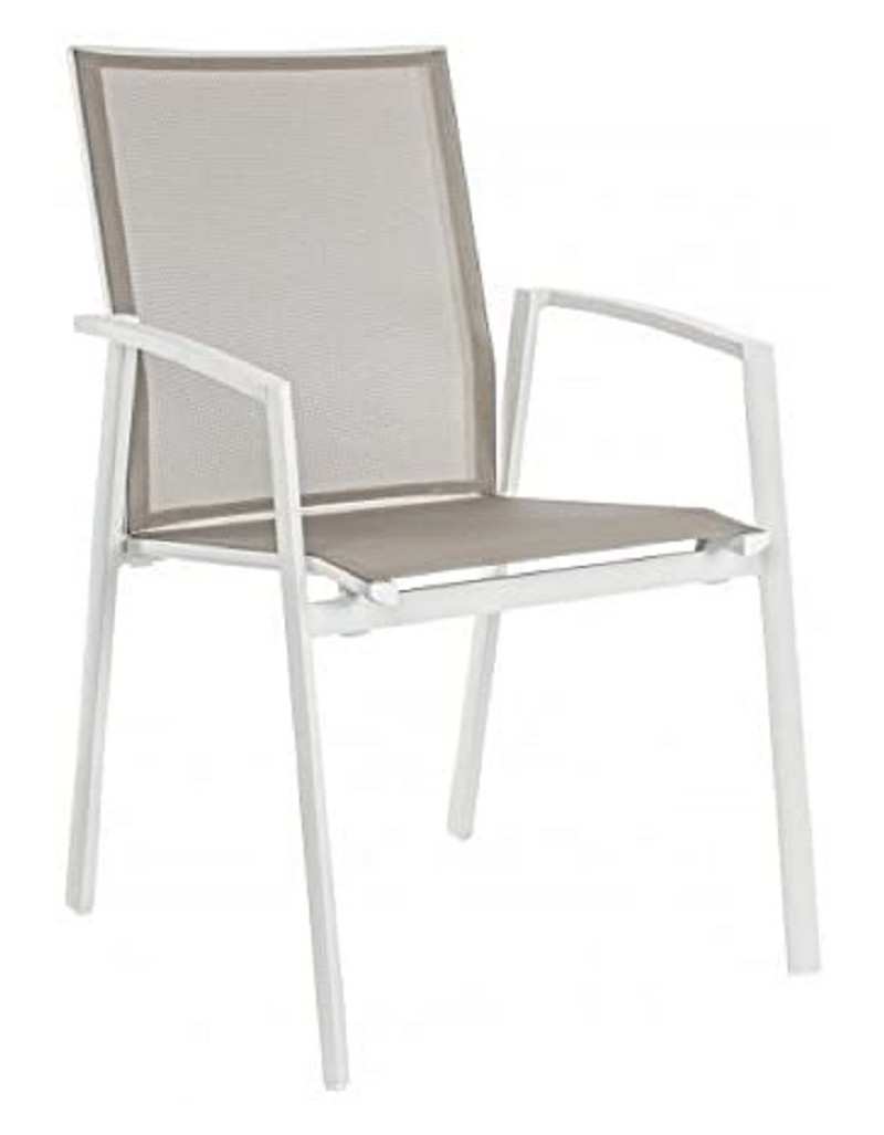 Aluminum stackable chair with armrests Cruise White / Taupe