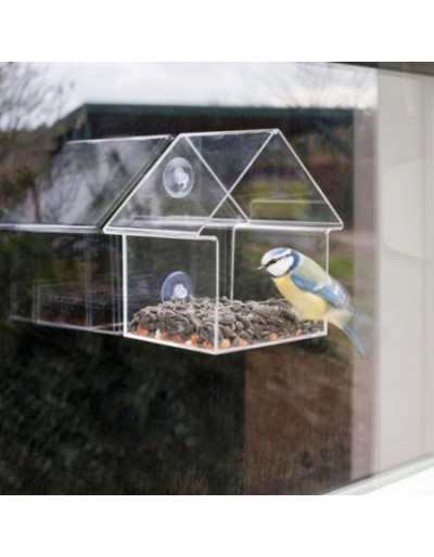 Casa de parede de alimentador de pássaros ou janela transparente