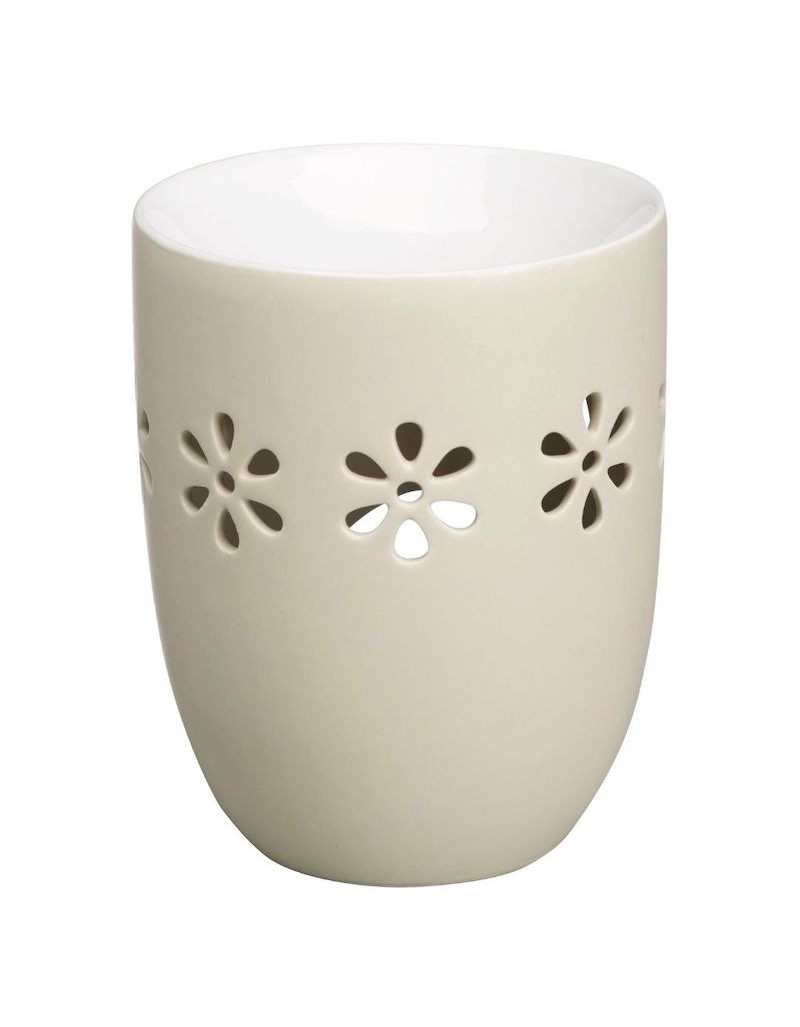 Oval brännare i beige keramik