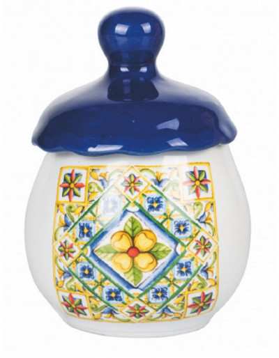 decoração de losango de pote de especiarias de cerâmica azul