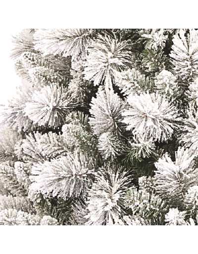 White Empire Flocked Christmas Pine Sneeuw bedekt detail