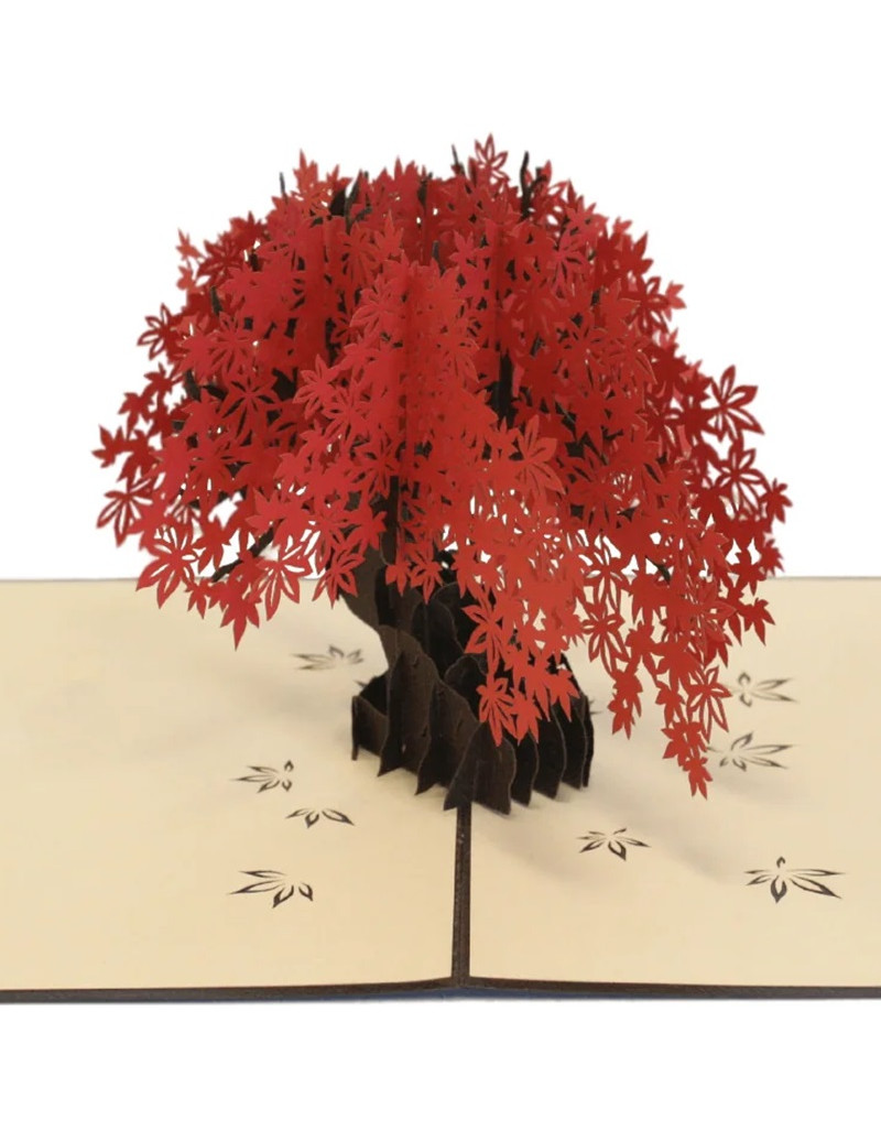 Biglietto di Auguri Origami Bonsai acero rosso dettaglio