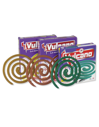 Spirali profumate Vulcano anti zanzare.  Versioni: classiche, al geranio e alla citronella.